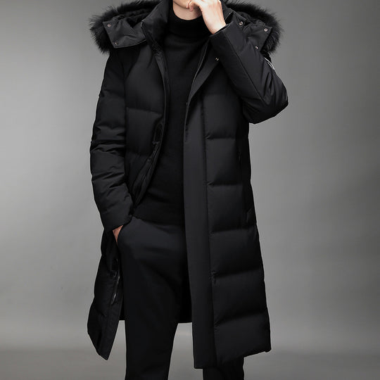 Herren Lang geschnittener Slim-Fit Steppparka mit abnehmbarer Kapuze und Thermofutter Nord Taschen