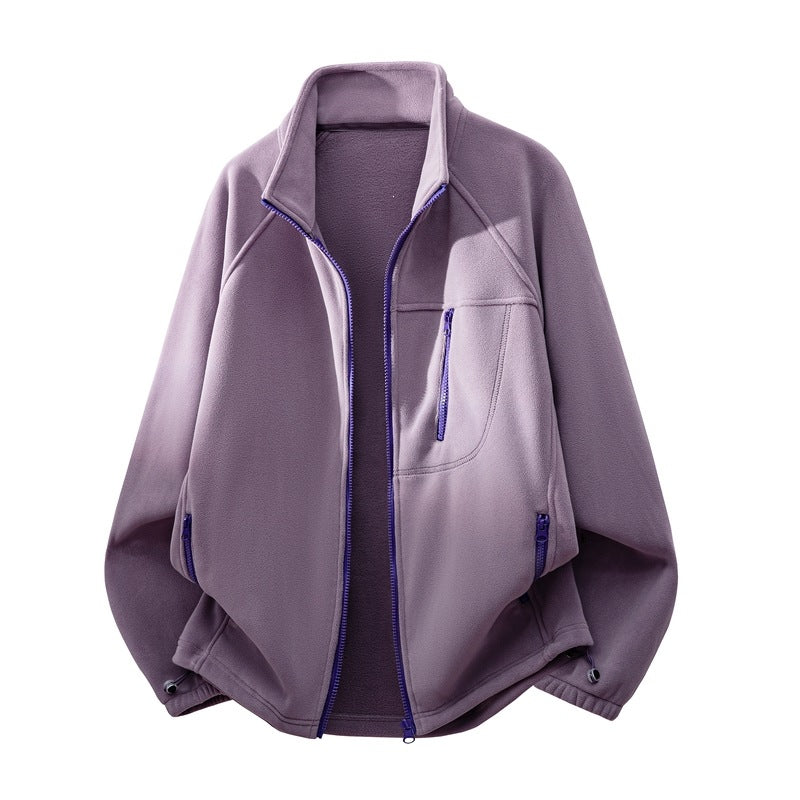 Unisex Leichte Fleecejacke mit Stehkragen, Raglanärmeln und multiplen Reißverschlusstaschen Nord Taschen