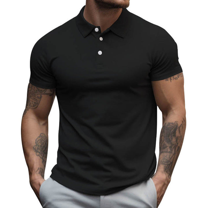 Herren nan tailliertes elastisches Piqué-Poloshirt mit klassischem Kragen