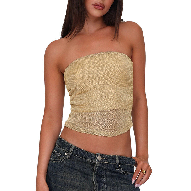 Damen Bandeau-Top aus hochwertigem, elastischem Material mit feiner Struktur
