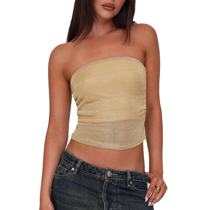 Damen Bandeau-Top aus hochwertigem, elastischem Material mit feiner Struktur