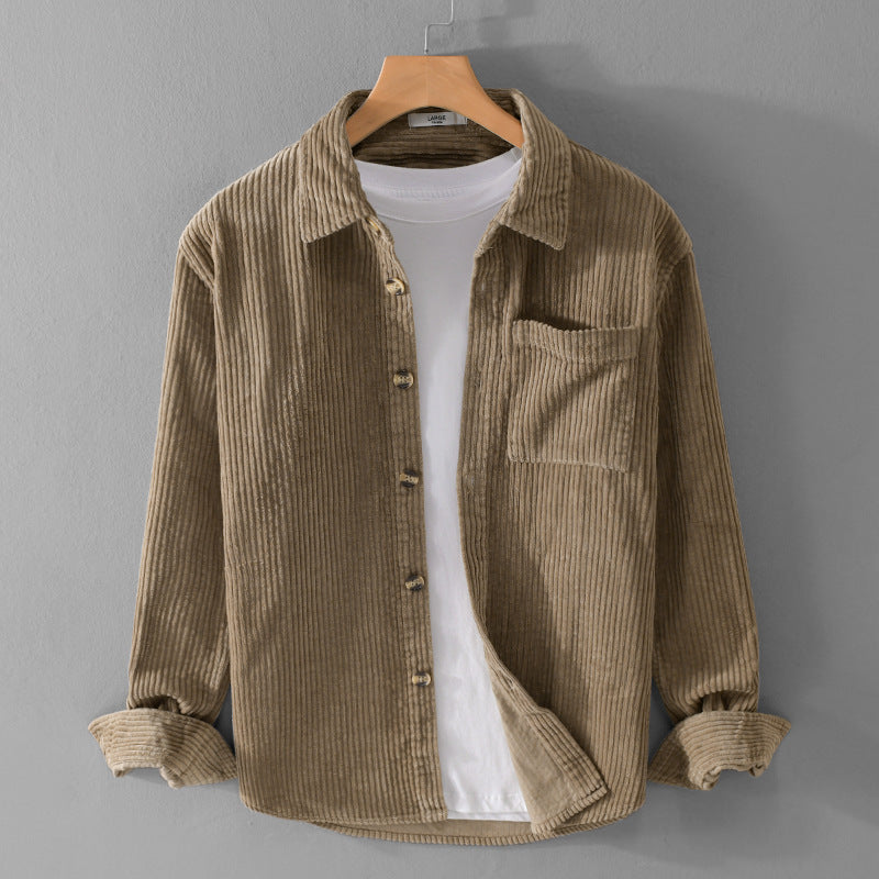 Herren Cord-Overshirt mit breiter Rippenstruktur, Brusttasche und Relaxed-Fit Nord Taschen