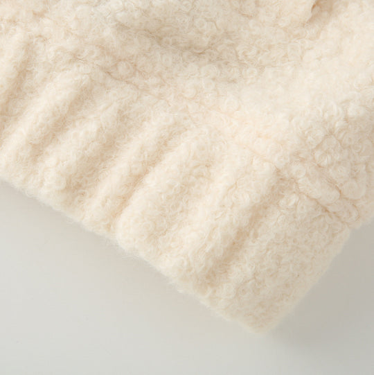 Damen Kurze Bouclé‑Teddyjacke mit Hemdkragen, Leistentaschen und elastischem Saum Nord Taschen