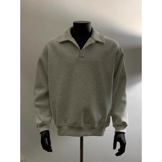 Herren Poloshirt-Sweatshirt mit Hemdkragen und Oversize-Schnitt Nord Taschen