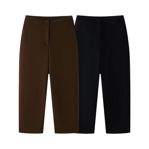 Damen Weite Cropped-Hose mit hoher Taille und elastischem Bund Nord Taschen