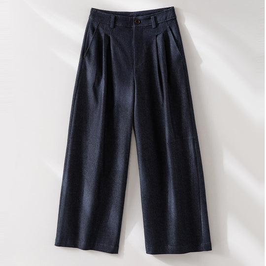 Damen Weite Faltenhose mit hoher Taille und Cropped-Schnitt Nord Taschen