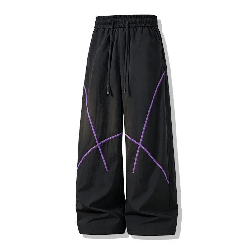 Herren Weite Funktions-Nylonhose mit Kordelbund, reflektierenden Nahtdetails & lässiger Baggy‑Silhouette Nord Taschen
