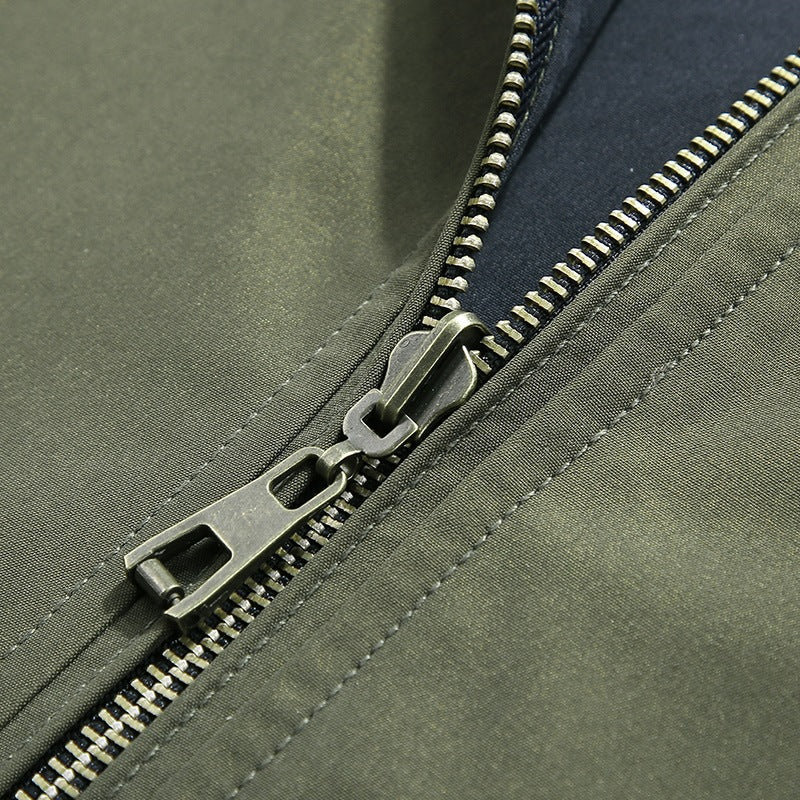 Herren Leichte Bomberjacke im urbanen Utility‑Look mit gestreiften Rippbündchen & Reißverschlusstaschen Nord Taschen