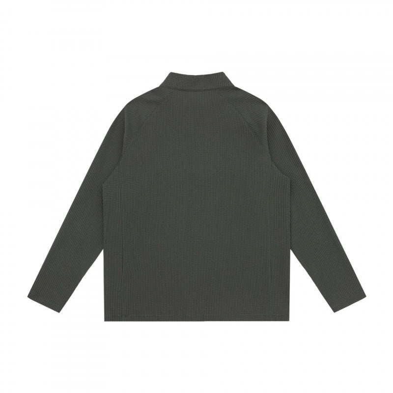 Unisex Grobstruktur-Halbzip-Pullover mit Stehkragen und Boxy-Schnitt Nord Taschen