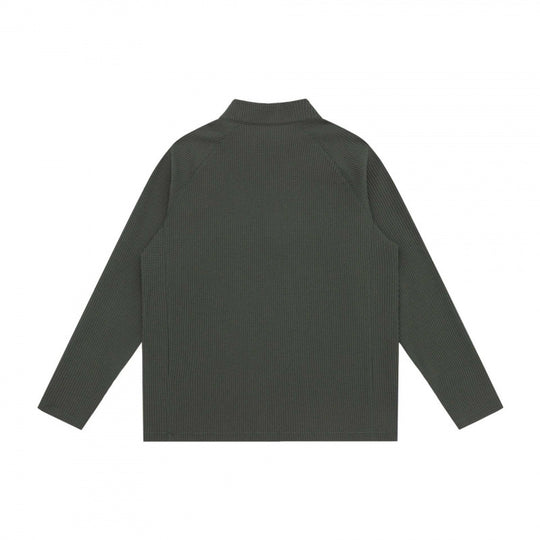 Unisex Grobstruktur-Halbzip-Pullover mit Stehkragen und Boxy-Schnitt Nord Taschen