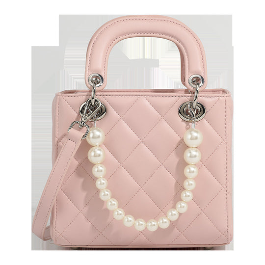 Damen Mini-Handtasche mit perlenverzierter Kette und quiltetem Design Nord Taschen