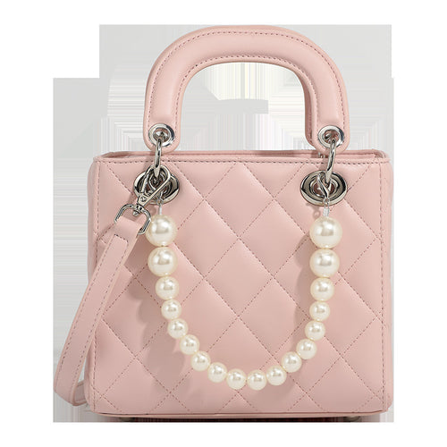 Damen Mini-Handtasche mit perlenverzierter Kette und quiltetem Design Nord Taschen
