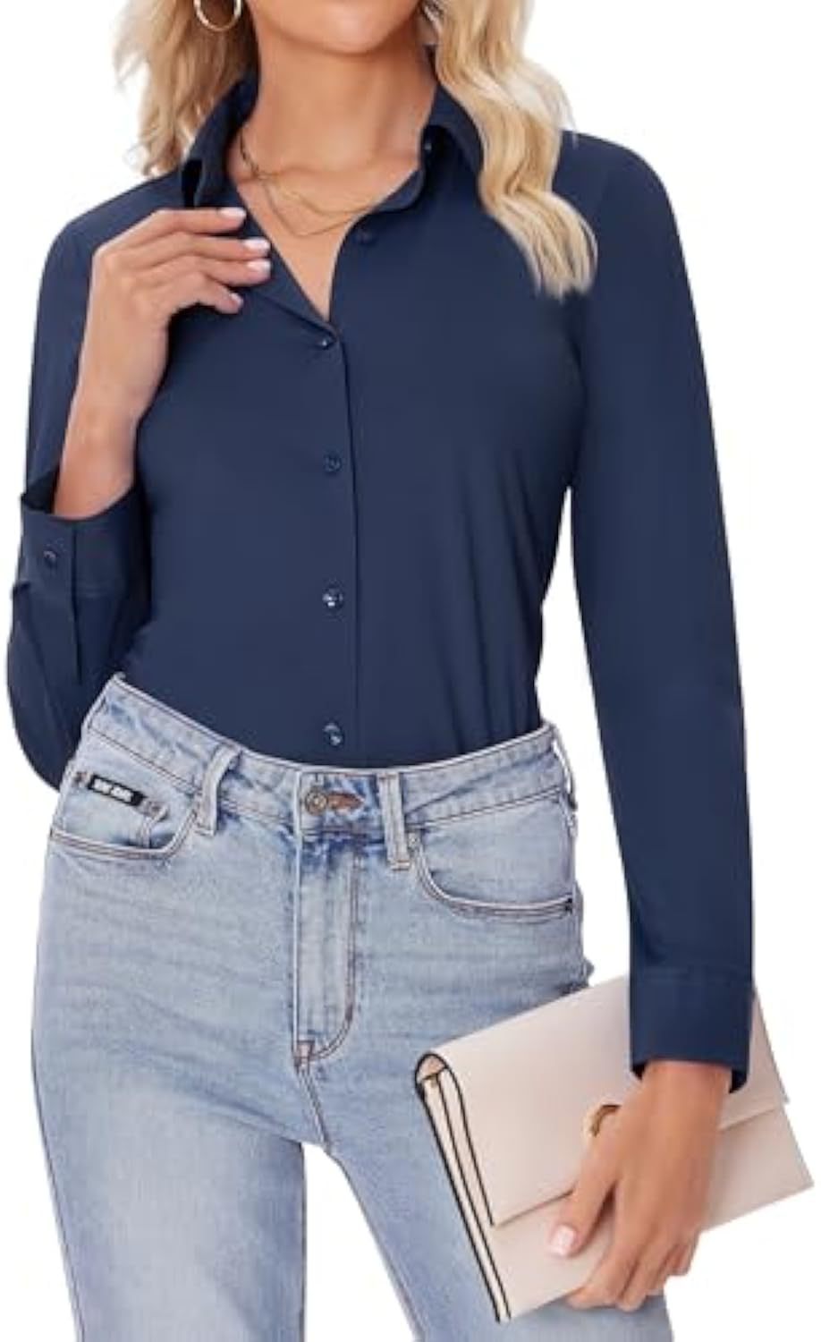 Damen Elegantes Langarmhemd Nord Taschen