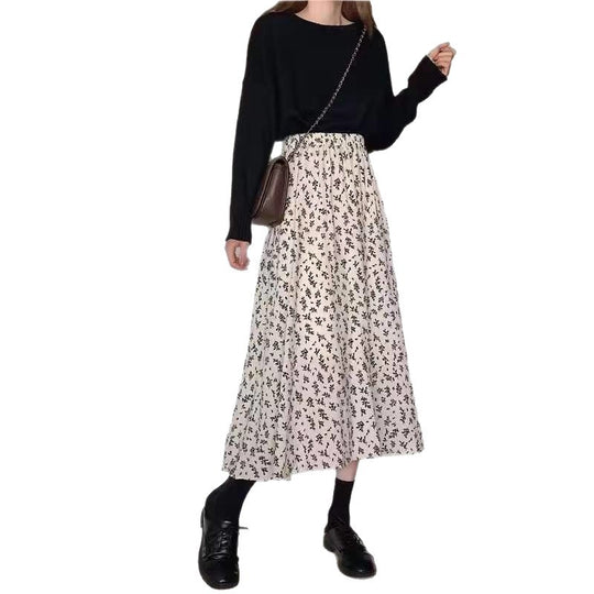 Damen Eleganter Midirock mit floralem Muster Nord Taschen