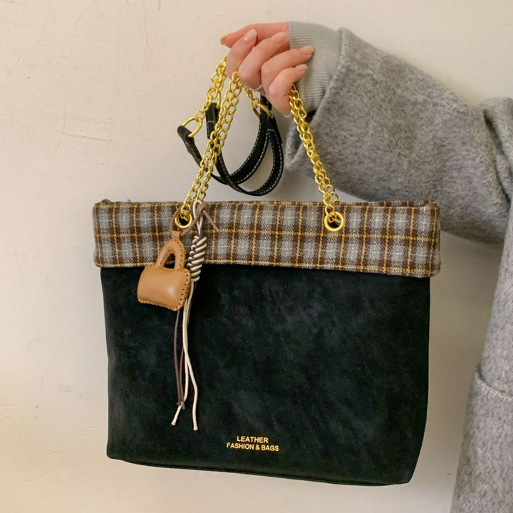 Damen modische Umhängetasche mit kariertem Oberteil Nord Taschen