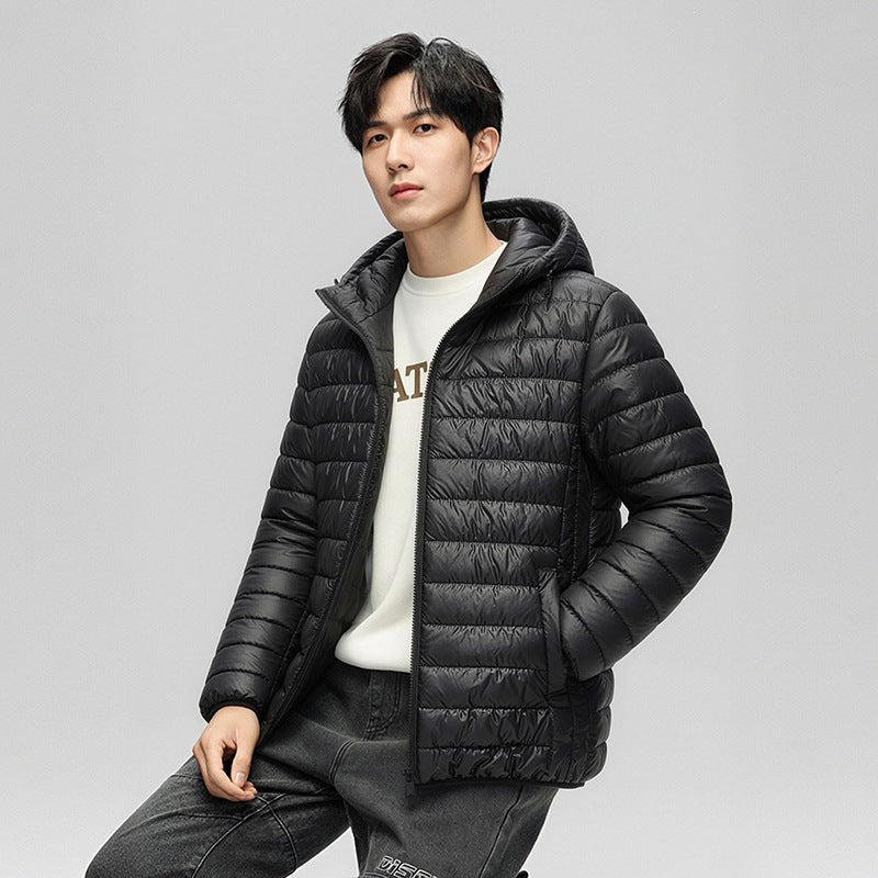 Herren Packbare Minimalistische Stepp-Kapuzenjacke mit wasserabweisender Außenlage & Thermofaser Nord Taschen