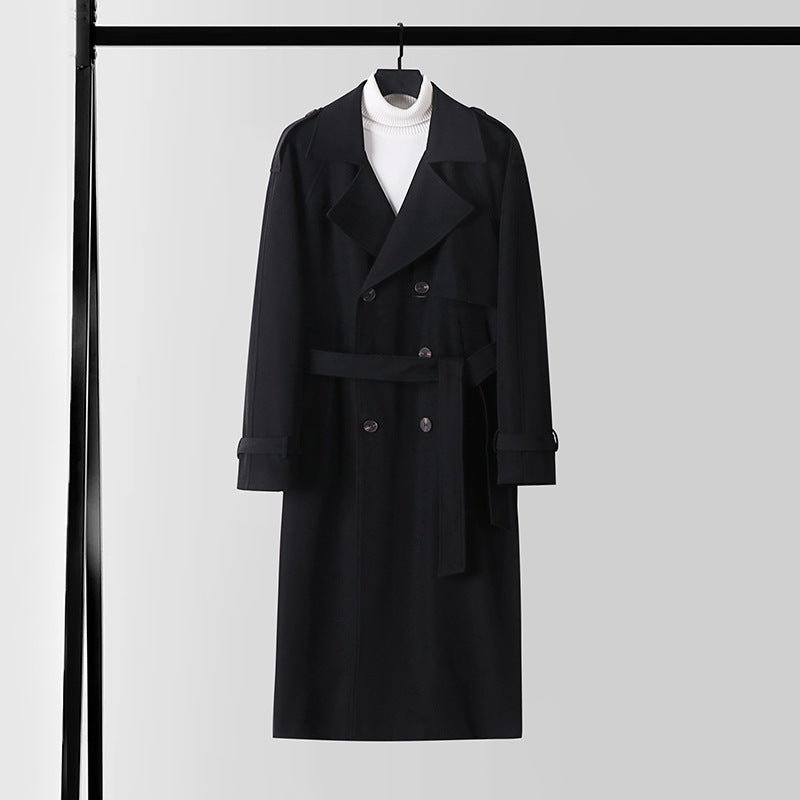 Damen Eleganter Maxi-Trenchcoat aus Wollmischung mit weitem Schalkragen und Bindegürtel Nord Taschen