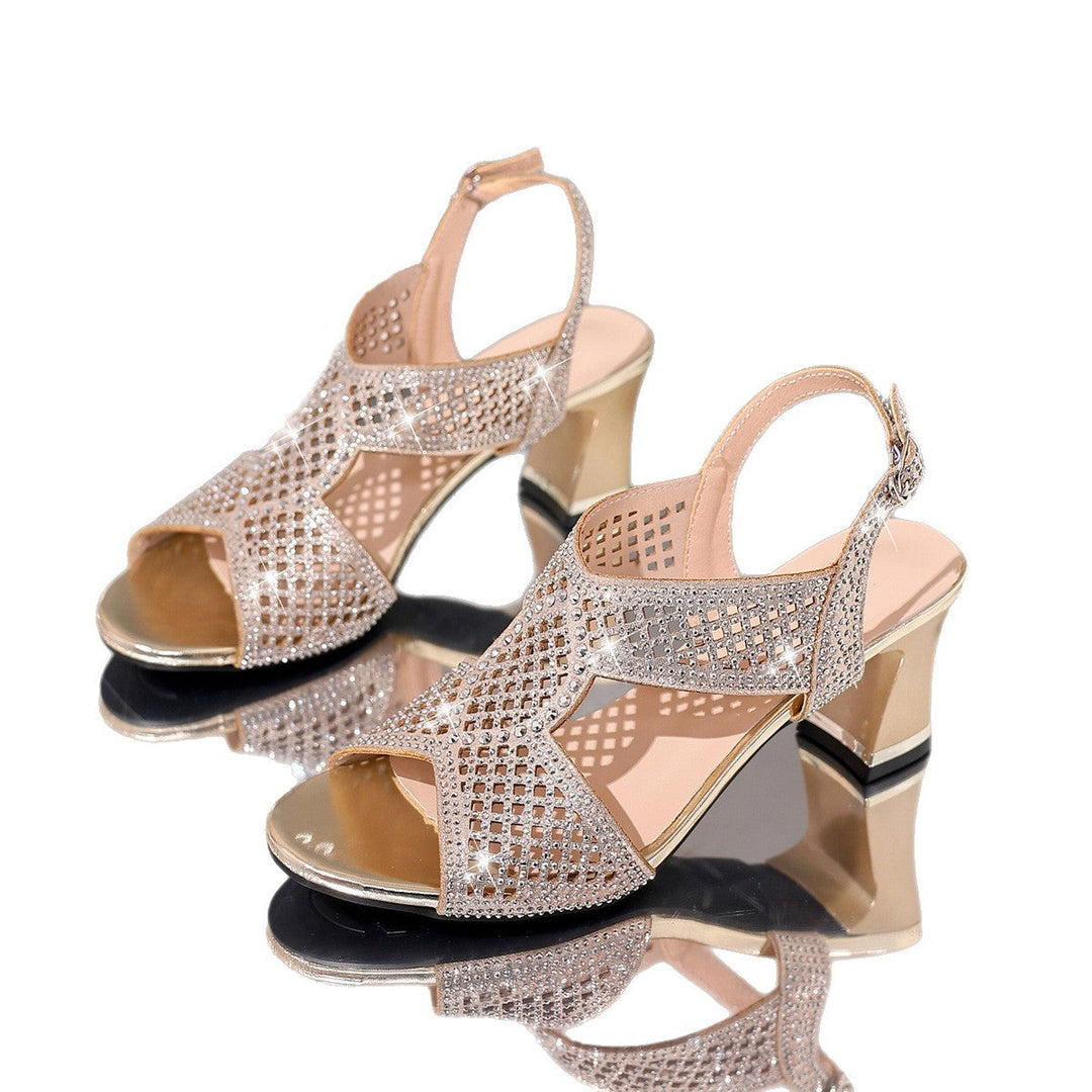 Damen Glitzernde Sandaletten mit eleganter Absatzhöhe und verstellbarem Riemen