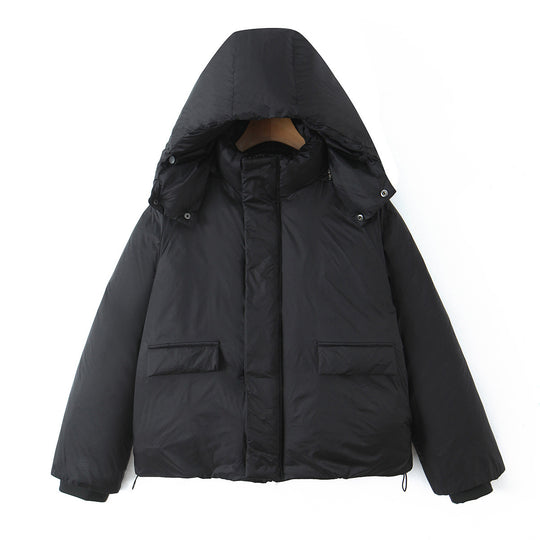 Damen Kurze boxy Funktionsjacke mit Kapuze, wattierter Isolierung und diagonalen Reißverschlusstaschen Nord Taschen