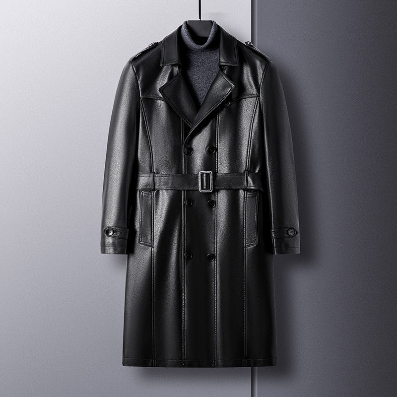 Herren Moderner Kunstleder Trenchcoat Nord Taschen