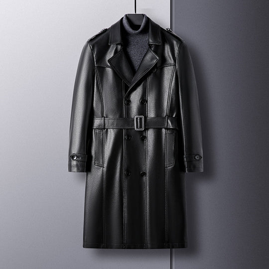 Herren Moderner Kunstleder Trenchcoat Nord Taschen