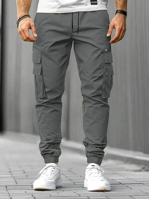 Herren Cargo-Jogginghose mit multifunktionalen Klapp- & Reißverschlusstaschen, elastischem Bund und tapered Bein Nord Taschen