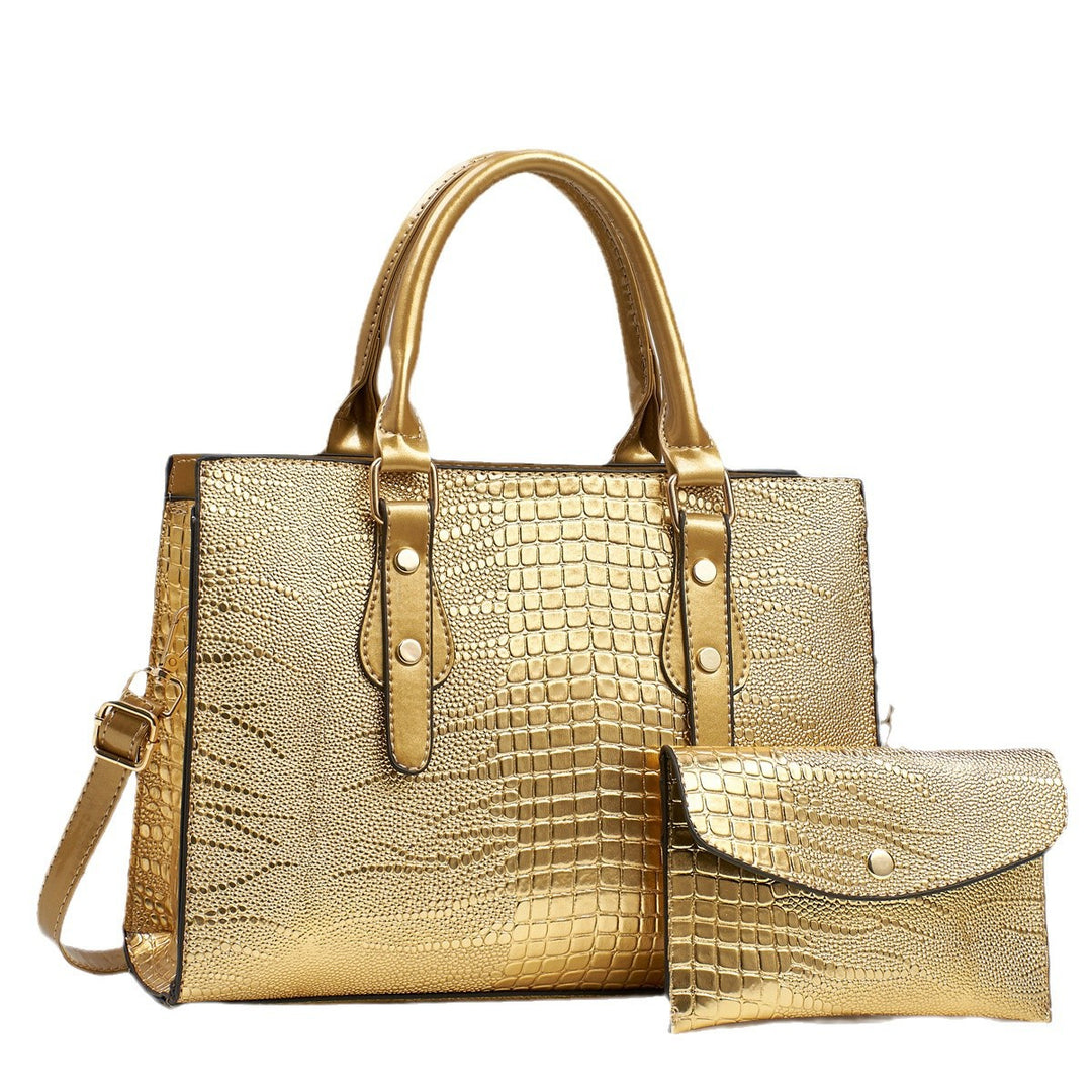 Damen elegante Handtasche mit Kroko-Prägung und abnehmbarer Clutch Nord Taschen