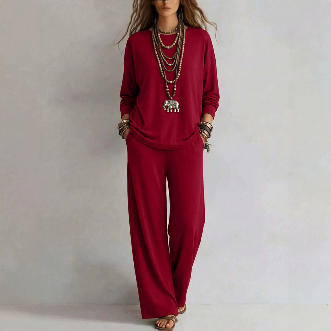 Damen Loungewear-Set mit weitem Bund und Oversize-Langarmshirt Nord Taschen