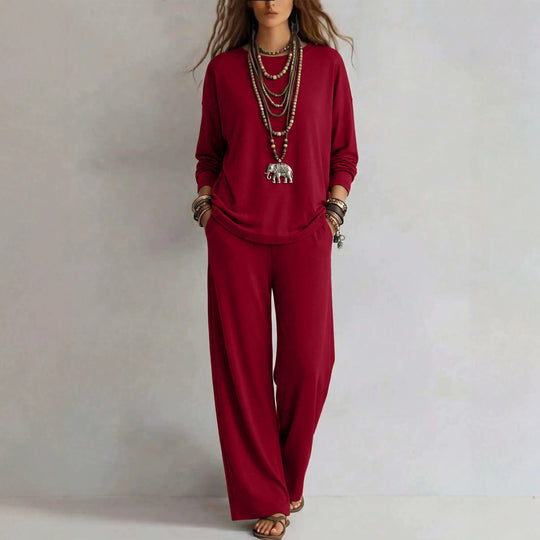 Damen Loungewear-Set mit weitem Bund und Oversize-Langarmshirt Nord Taschen