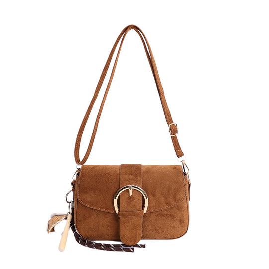 Damen Umhängetasche aus hochwertigem Wildleder mit elegantem Schnallenverschluss Nord Taschen