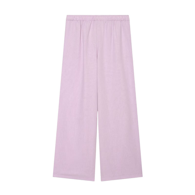 Damen Weite Palazzo-Hose mit elastischem Bund und fließendem Leinenmix Nord Taschen