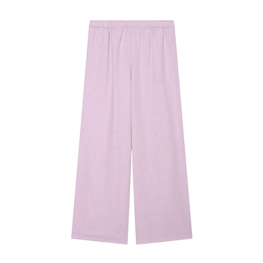 Damen Weite Palazzo-Hose mit elastischem Bund und fließendem Leinenmix Nord Taschen
