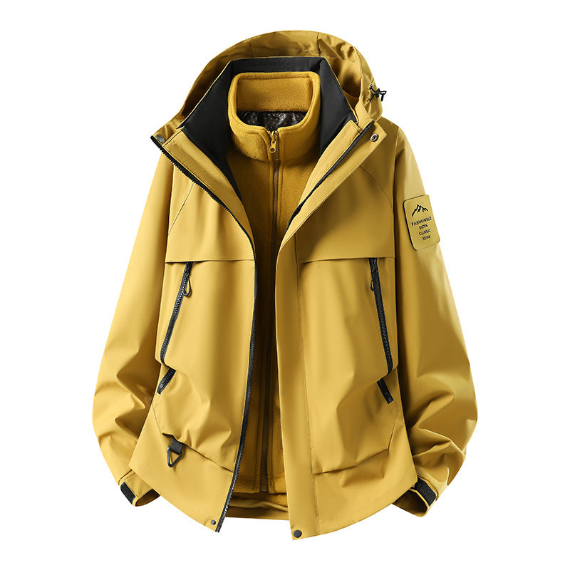 Herren modulare wasserdichte Outdoorjacke mit herausnehmbarer Fleece-Innenjacke, Kapuze und Reißverschlusstaschen Nord Taschen