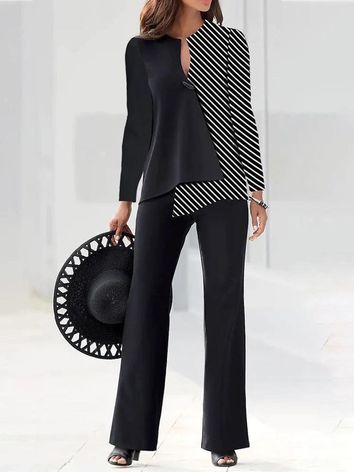 Damen Elegantes und modernes Hosenanzug-Set mit asymmetrischem Design