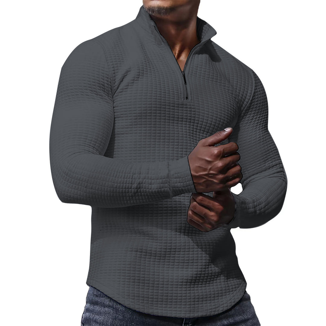 Herren Waffelstrick-Langarmshirt mit kurzem Reißverschluss Nord Taschen