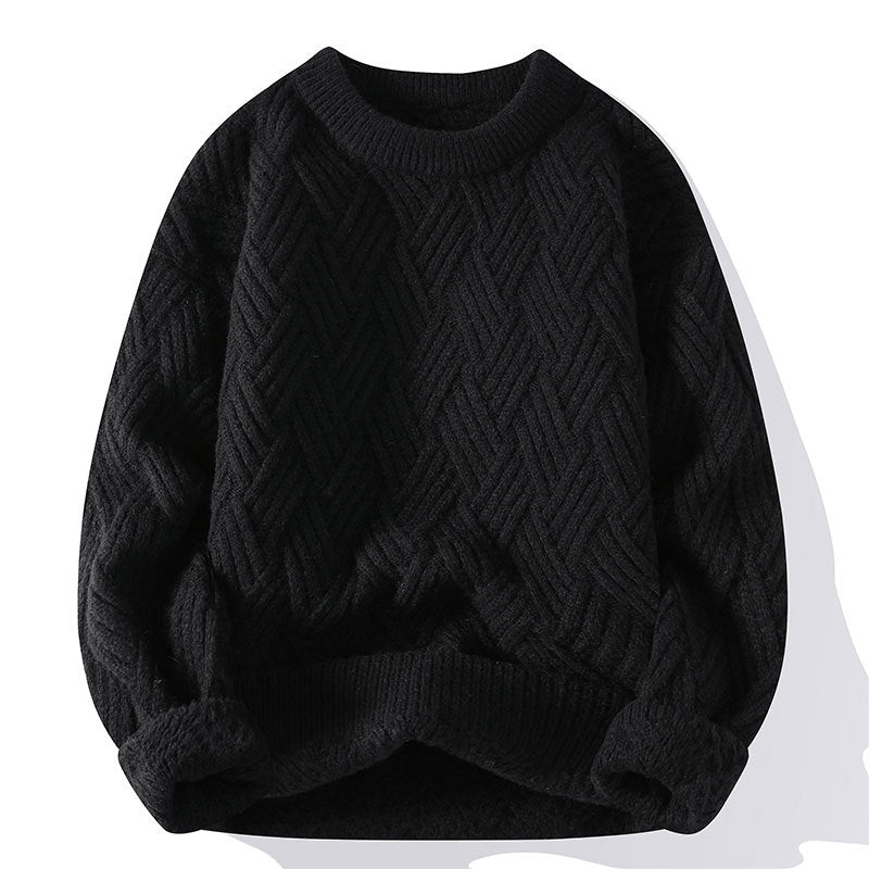 Damen grobgestrickter Oversize-Pullover mit Zopfmuster und elastischem Rippbund Nord Taschen