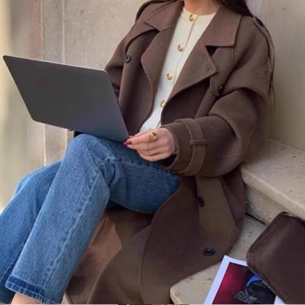 Damen oversized Wollmantel Nord Taschen