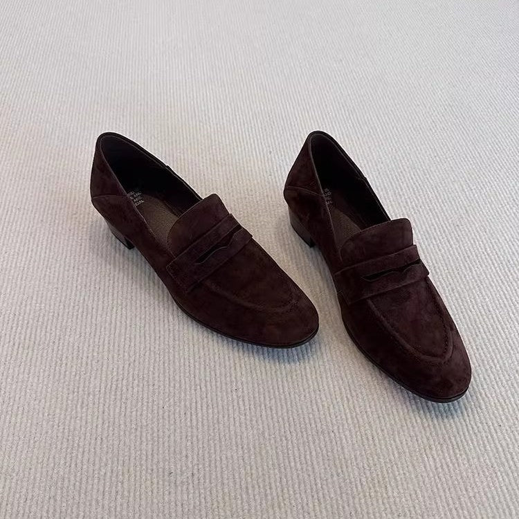 Damen Glattleder-Loafer mit niedrigem Blockabsatz und klassischem Penny-Steg Nord Taschen
