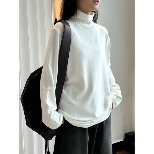 Damen Minimalistisches Rollkragen-Longsleeve mit Relaxed-Fit und weichem Jersey Nord Taschen