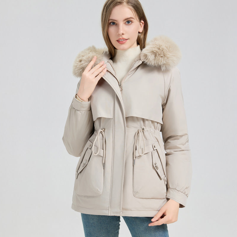 Damen nan taillierter Funktionsparka mit XXL-Kapuze, weichem Fleecefutter und multifunktionalen Pattentaschen Nord Taschen