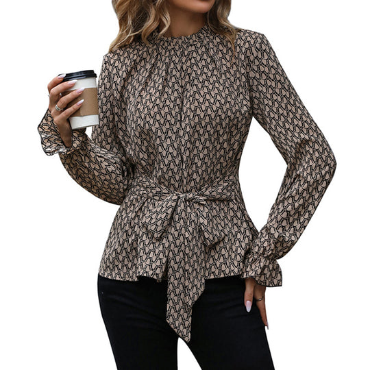 Damen Elegante Bluse mit Taillengürtel Nord Taschen