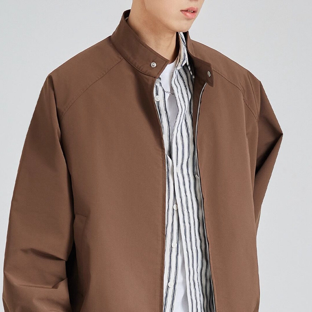 Herren leichte oversized Bomberjacke mit Stehkragen und elastischen Bündchen Nord Taschen