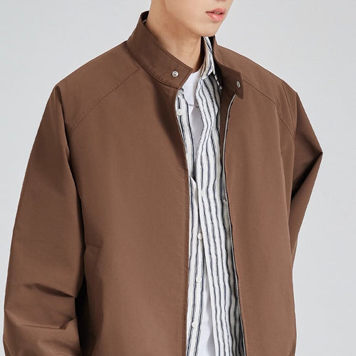Herren leichte oversized Bomberjacke mit Stehkragen und elastischen Bündchen Nord Taschen