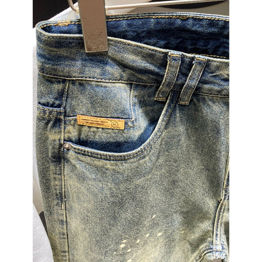 Herren Relaxed-Tapered Vintage-Jeans mit Paint‑Splatter, hohem Bund und umgeschlagenem Saum Nord Taschen