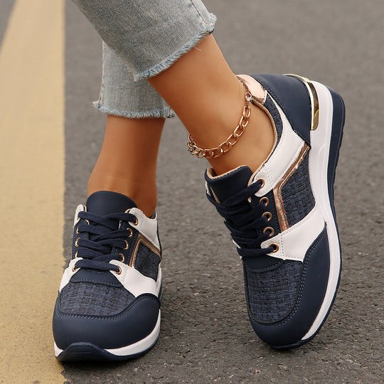 Damen  modische Plateau-Sneaker mit gepolstertem Memory-Fußbett und strukturierter Textil-Kombination Nord Taschen