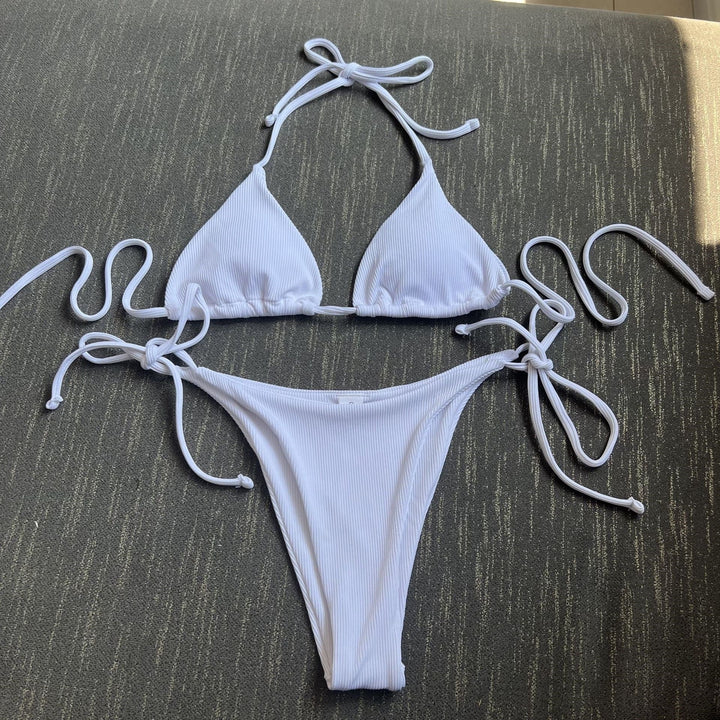 Damen Triangel-Bikini mit seitlichem Knoten und verstellbaren Trägern