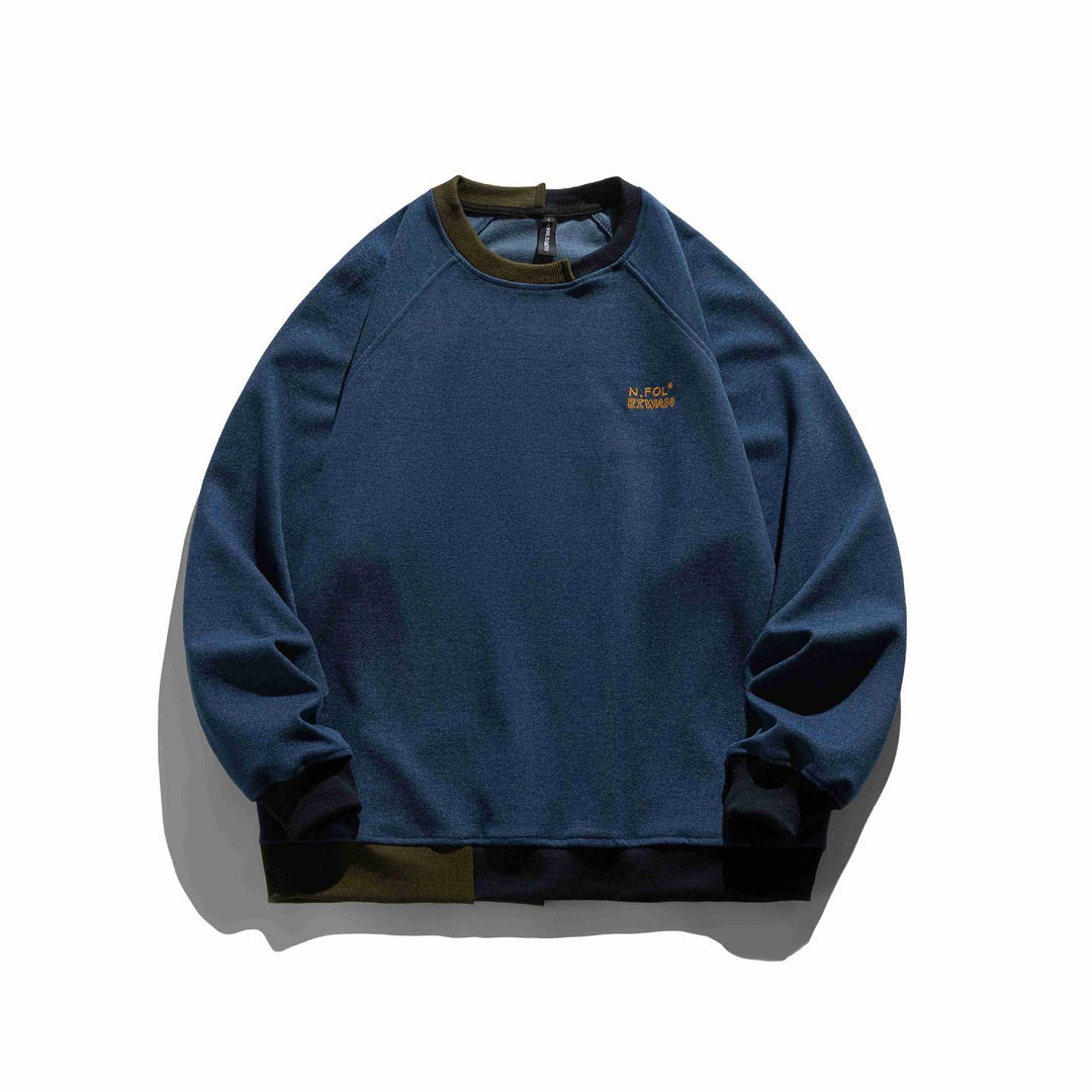 Herren Komfortabler Baumwoll-Sweatshirt mit Kontrastbündchen und Sticklogo Nord Taschen