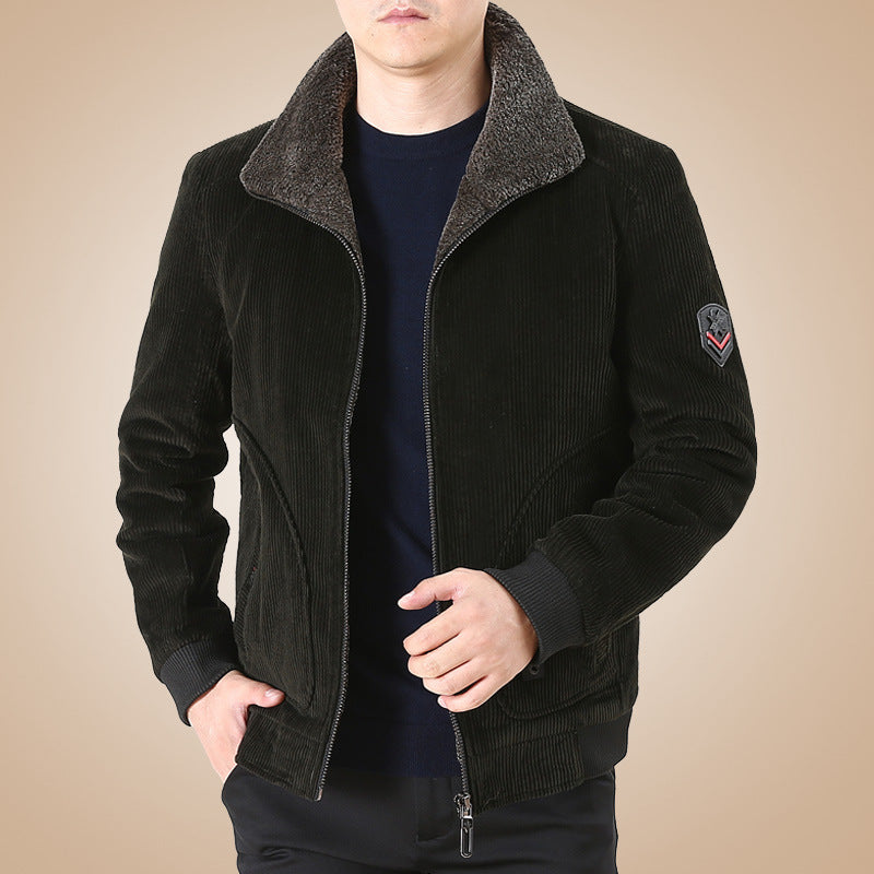 Herren Lässige Cordjacke mit Fleecefutter Nord Taschen