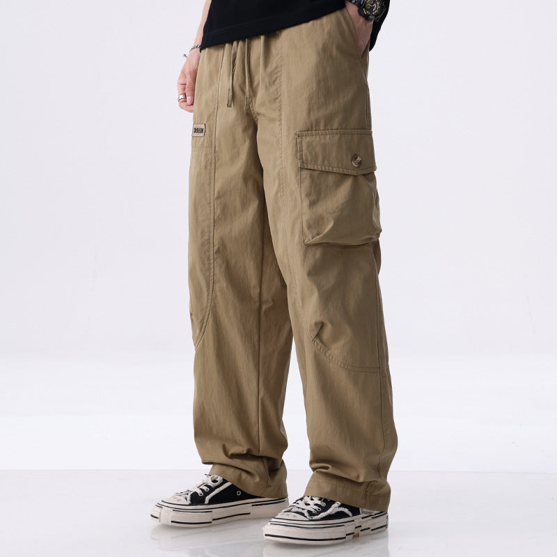 Herren Weite Utility-Cargohose aus Baumwollmix mit Kordelzugbund und aufgesetzten Klappentaschen Nord Taschen