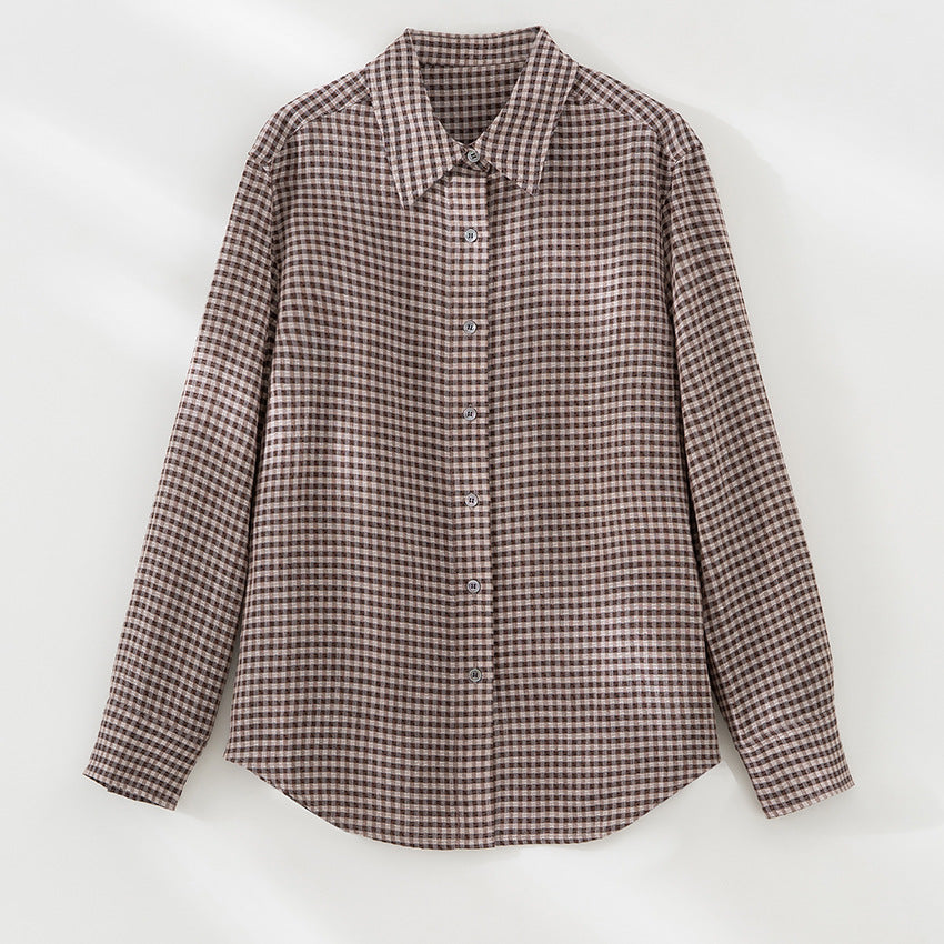Damen Karierte Oversize-Hemdenbluse mit durchgehender Knopfleiste Nord Taschen